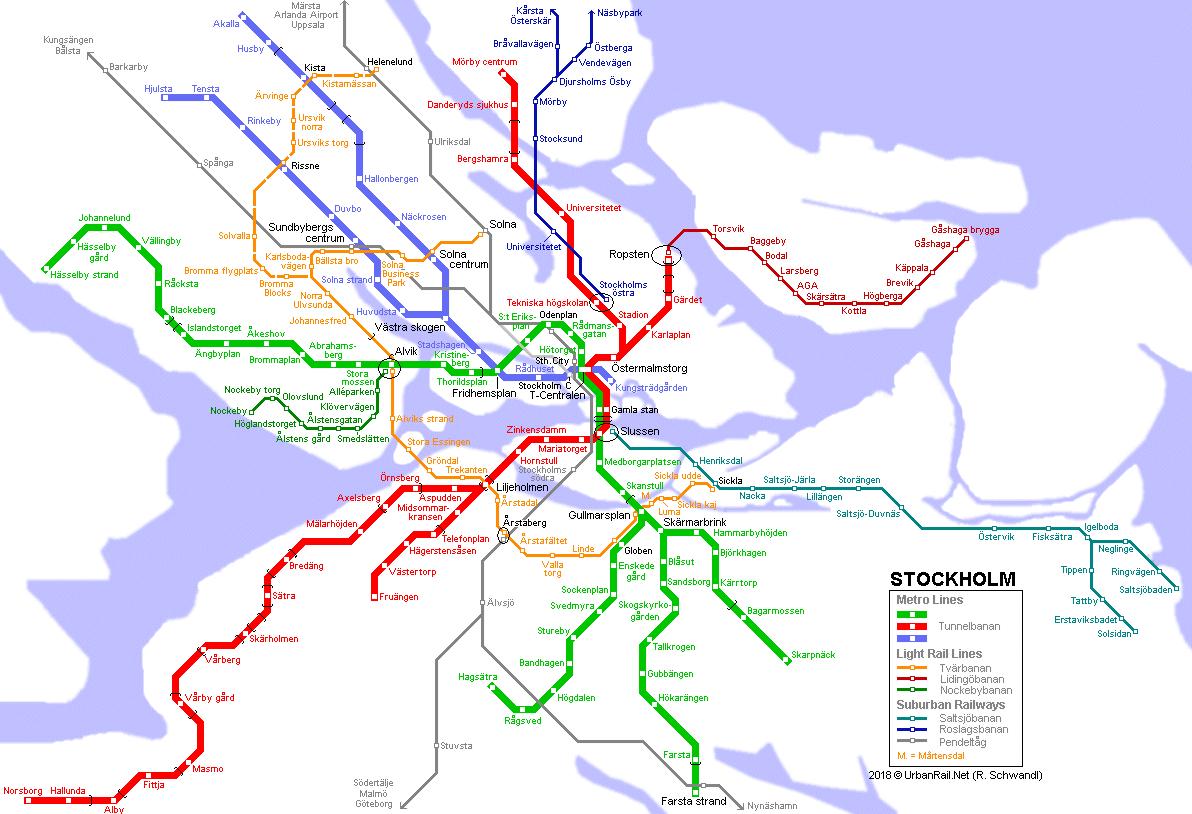 Tunnelbana karta Stockholm - Sverige tunnelbana karta (Södermanland och