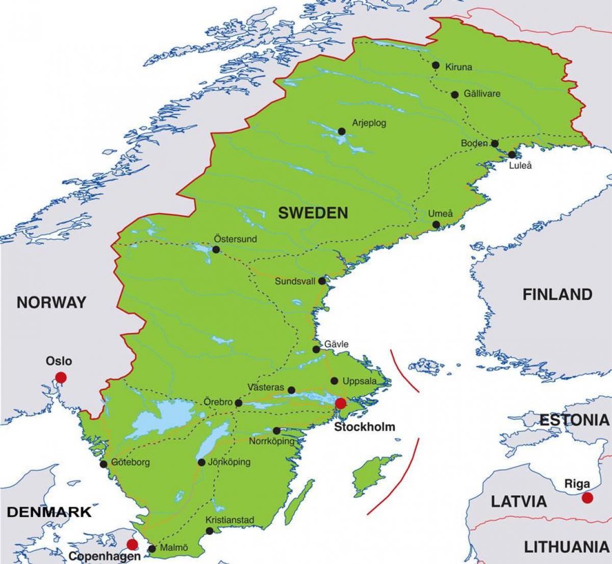 Inkomst av Sverige karta - Huvudstaden i Sverige karta (Södermanland