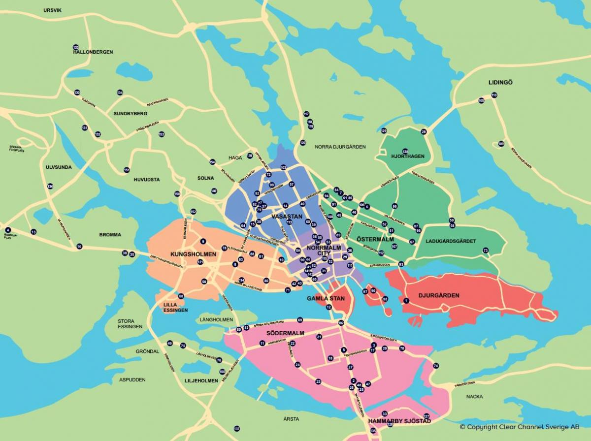 karta över staden cykel karta Stockholm