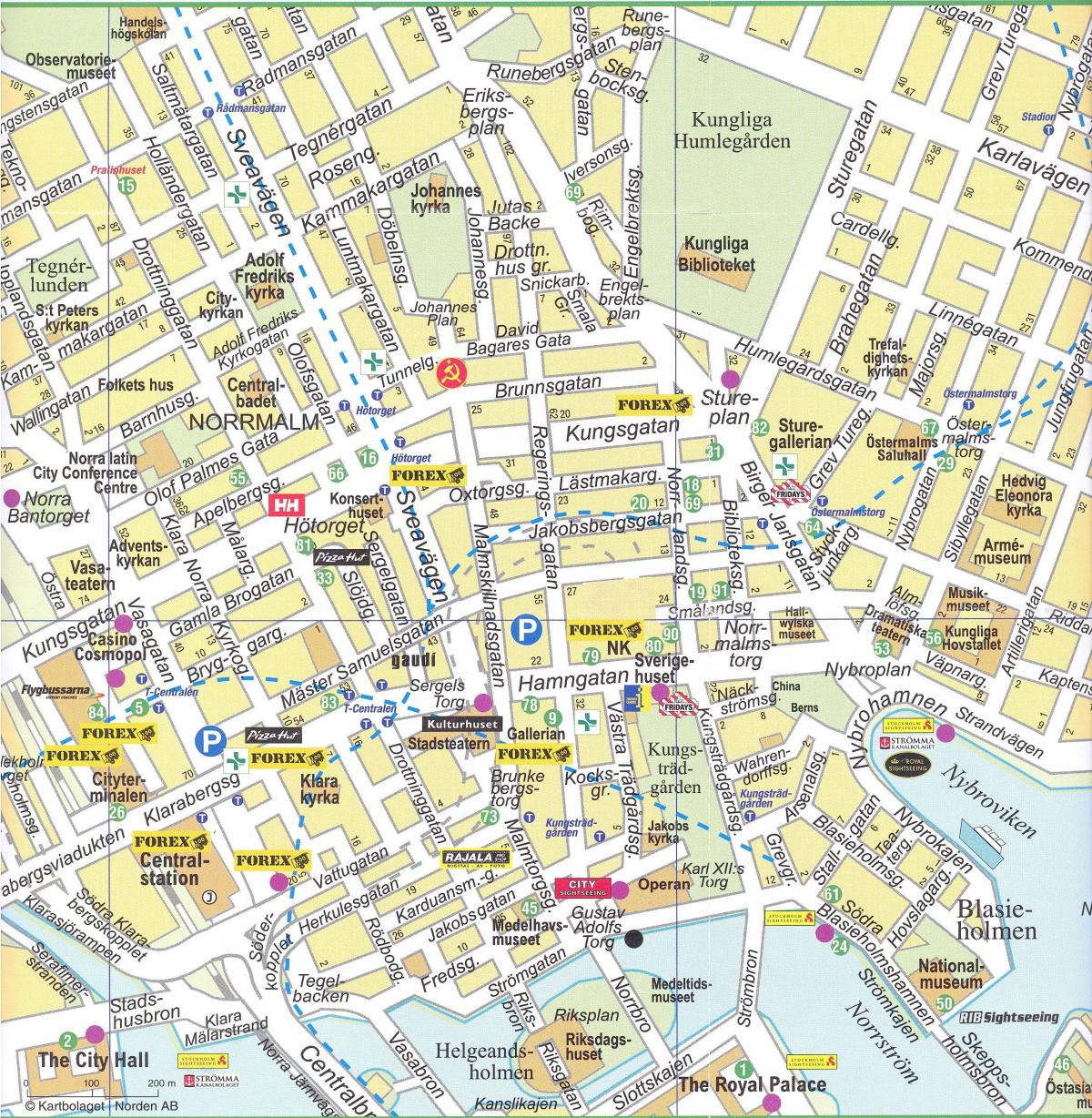 karta över centrala Stockholm