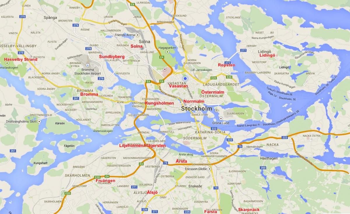 karta över Stockholms stadsdelar