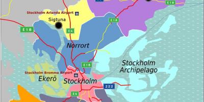 Karta över Stockholms förorter