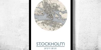 Karta över Stockholm karta affisch