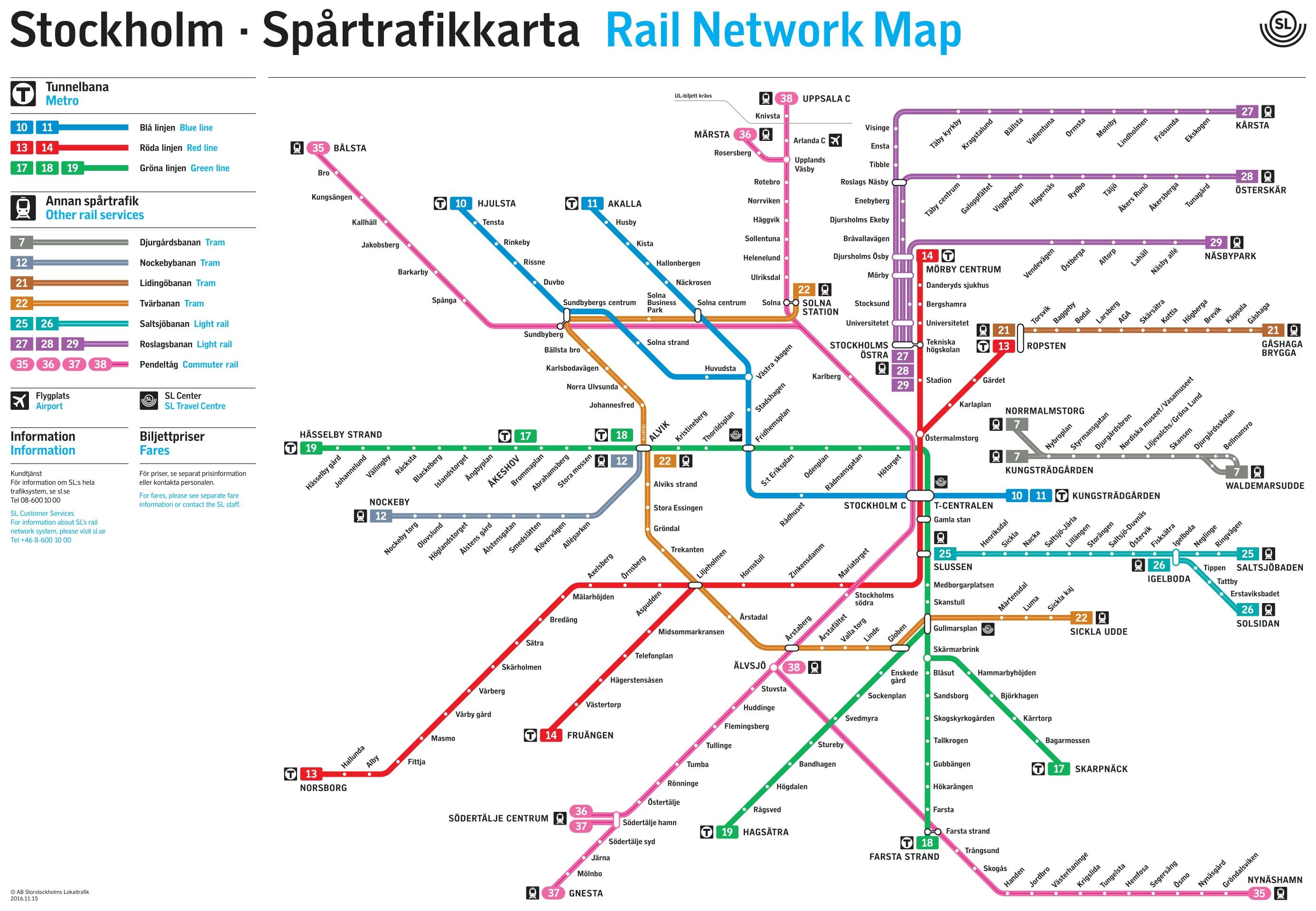 Stockholms tunnelbana karta - Stockholm metro karta (Södermanland och