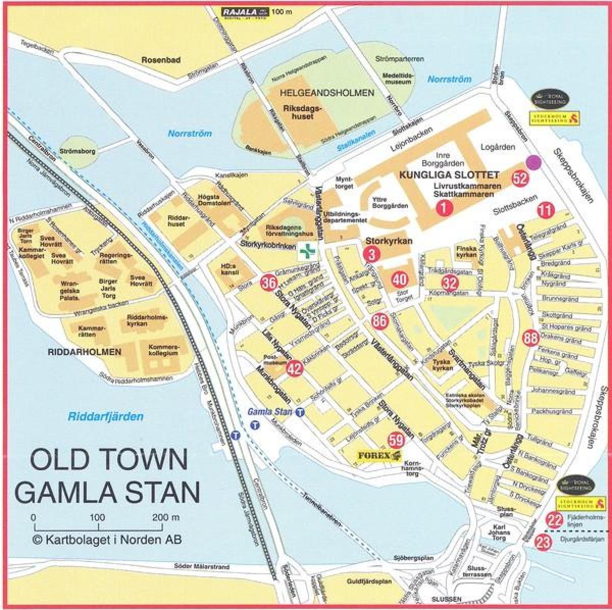 karta över gamla stan, Stockholm.