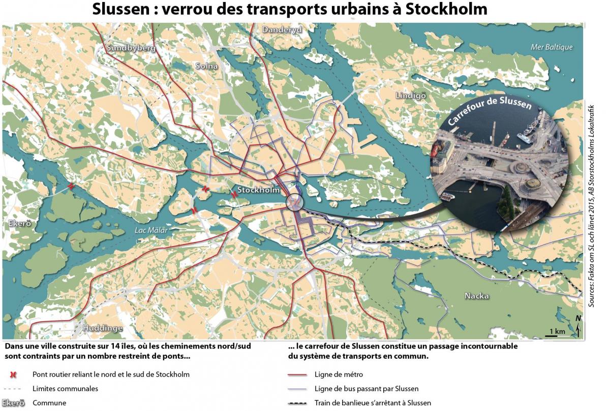 karta över slussen, Stockholm