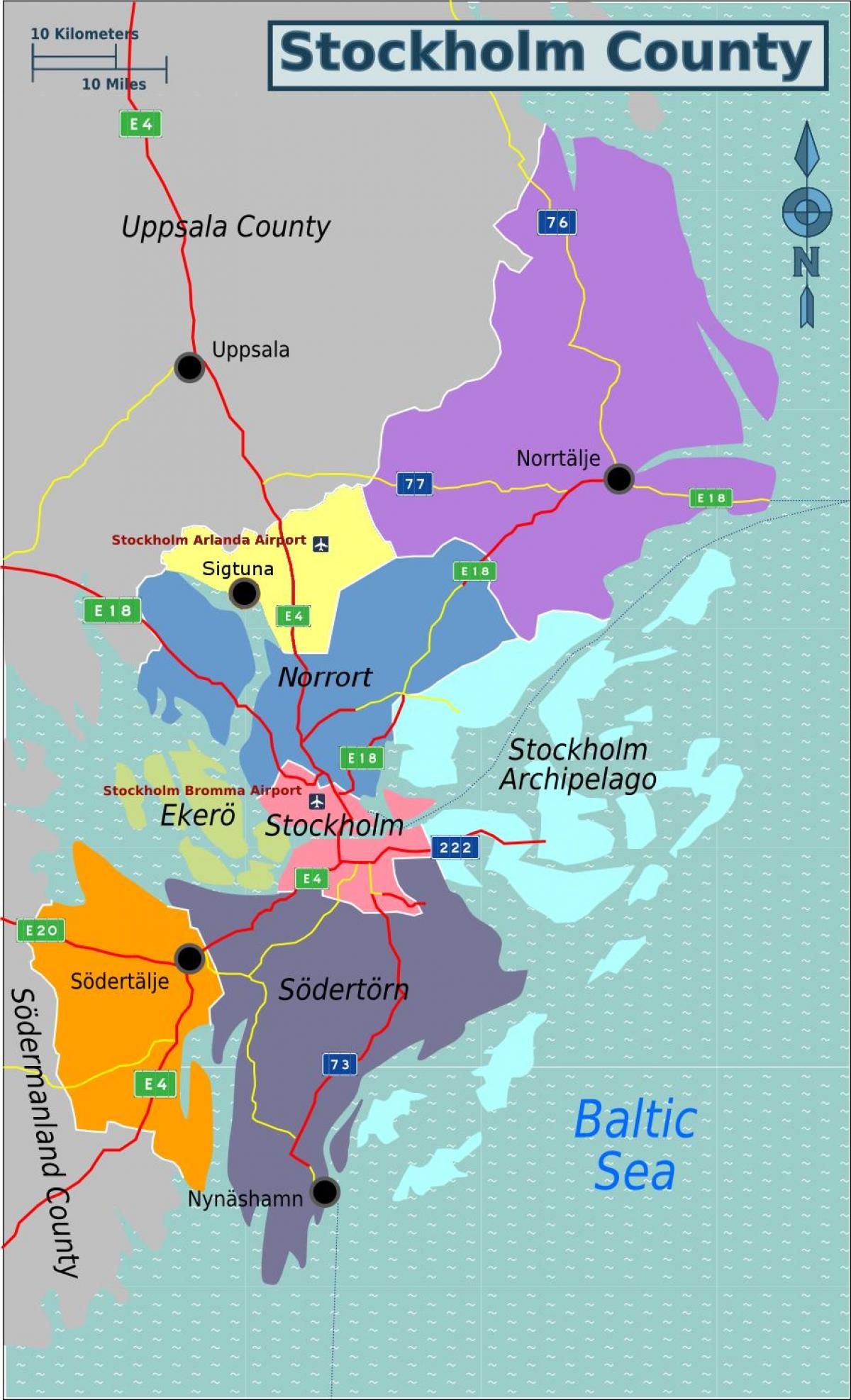 karta över Stockholms förorter