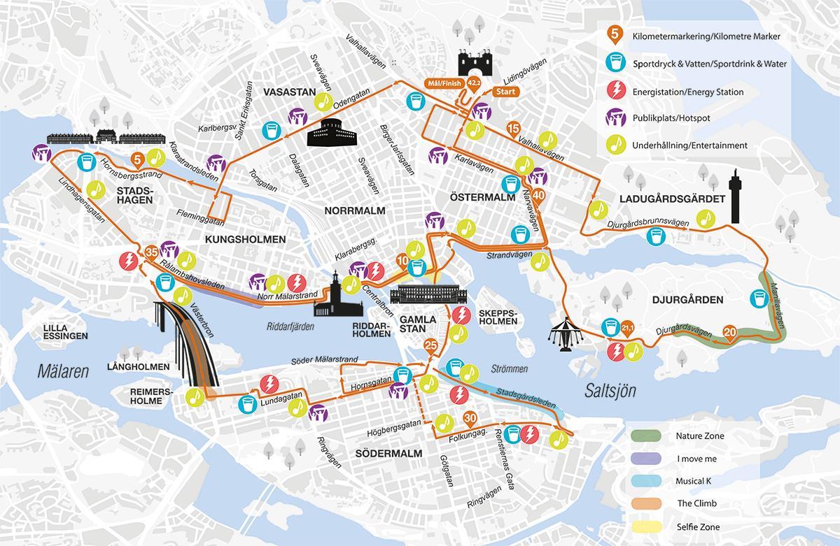 karta över Stockholm marathon