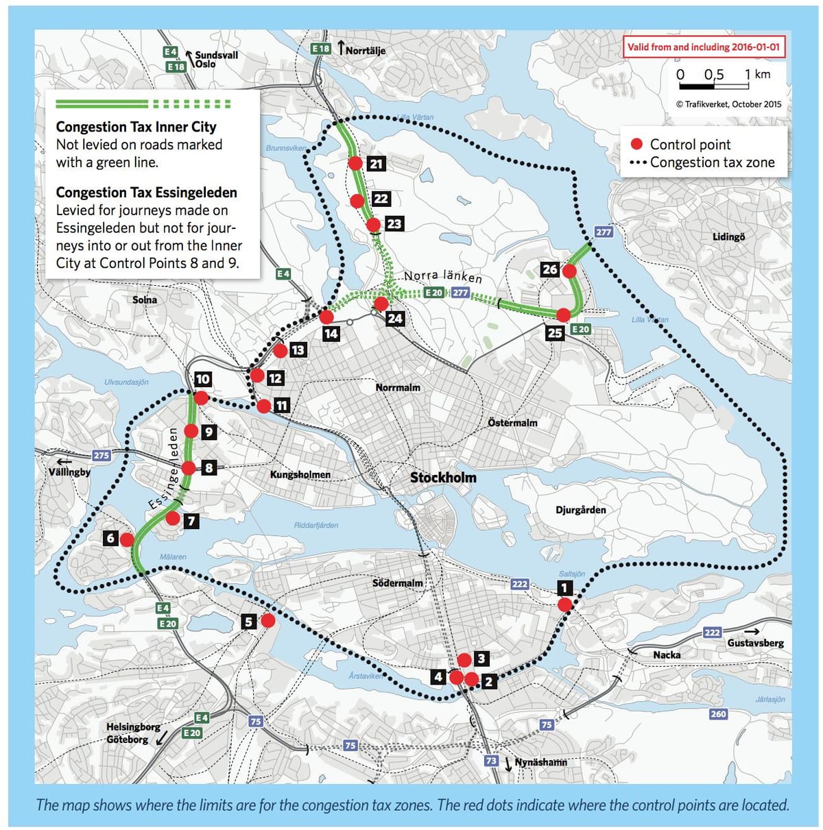 karta över Stockholm trängselskatt