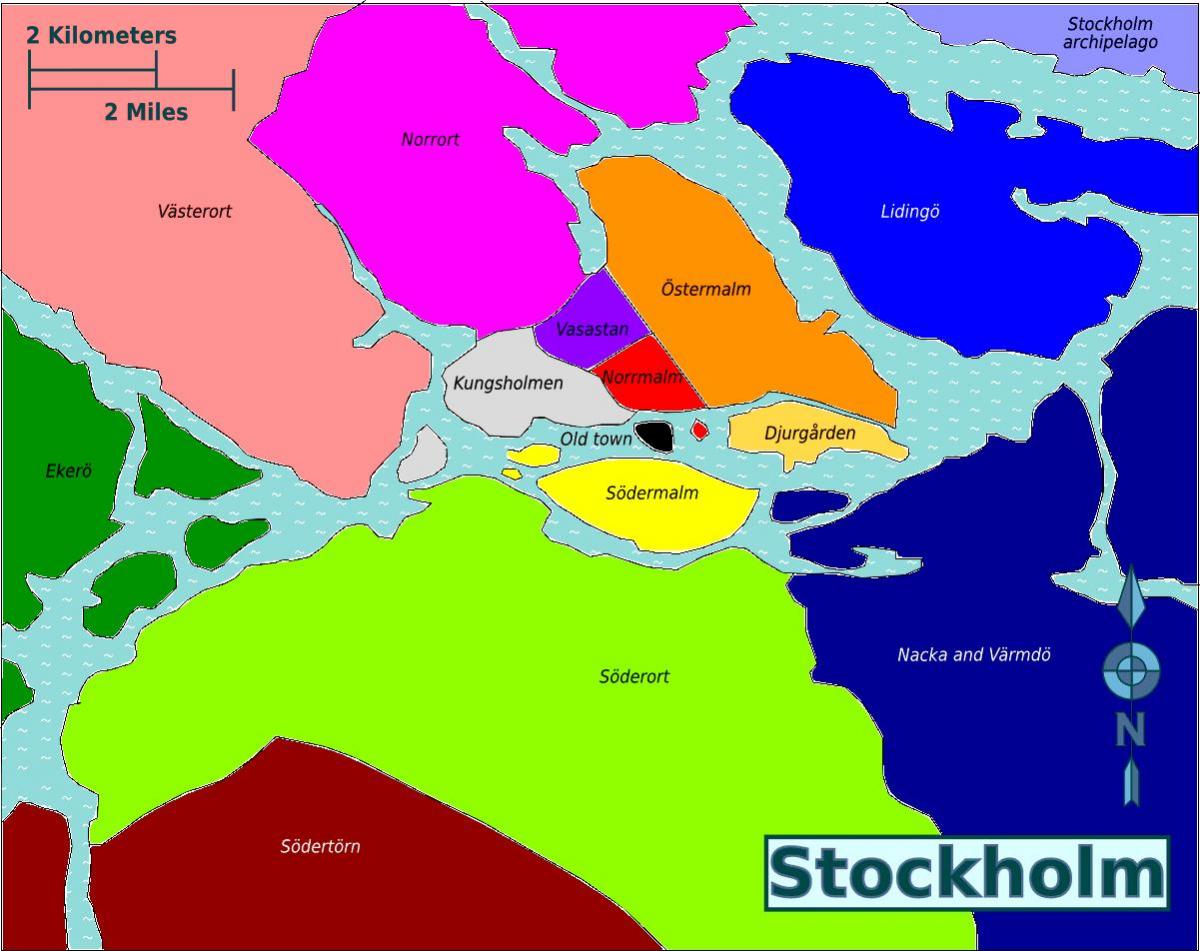 karta över Stockholms distrikt