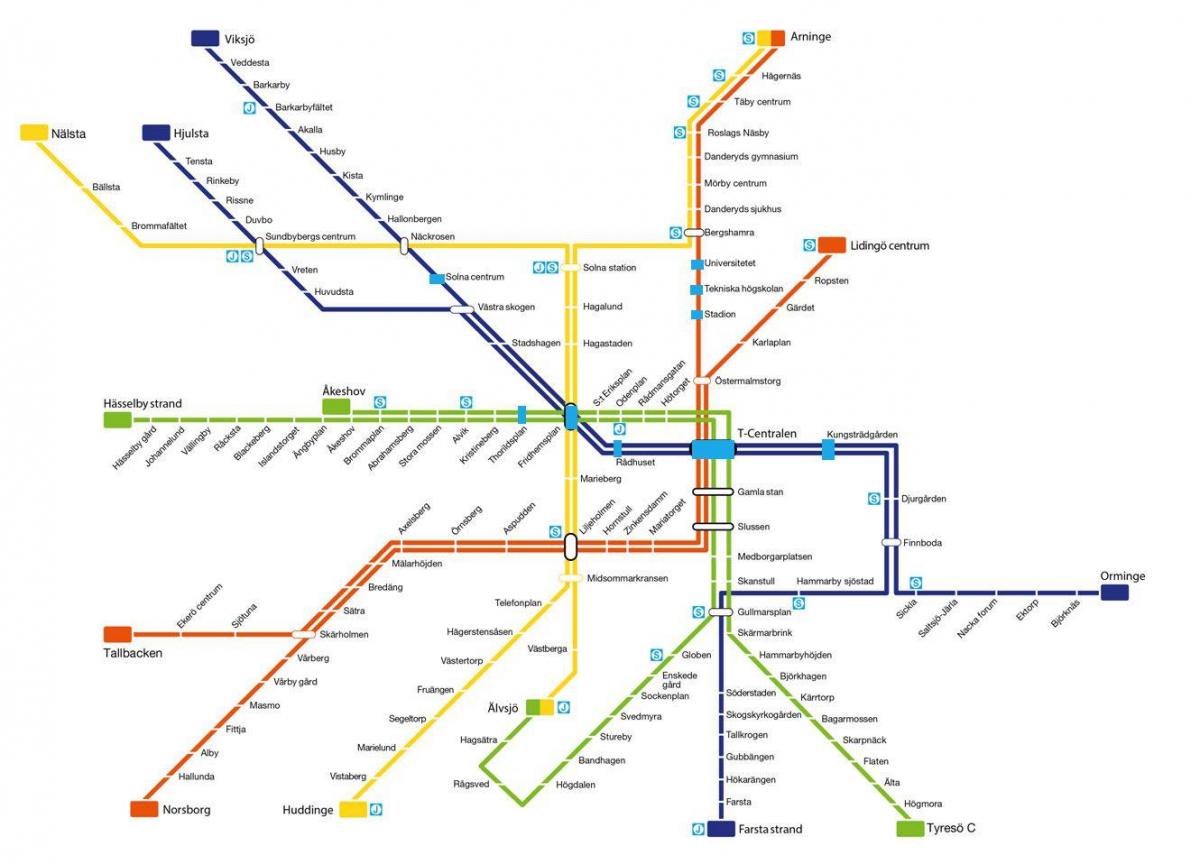 karta av Stockholms tunnelbana konst