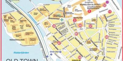 Karta över gamla stan, Stockholm.