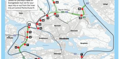 Karta över Stockholm trängselskatt